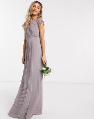 grey bridesmaid dress with sleeves