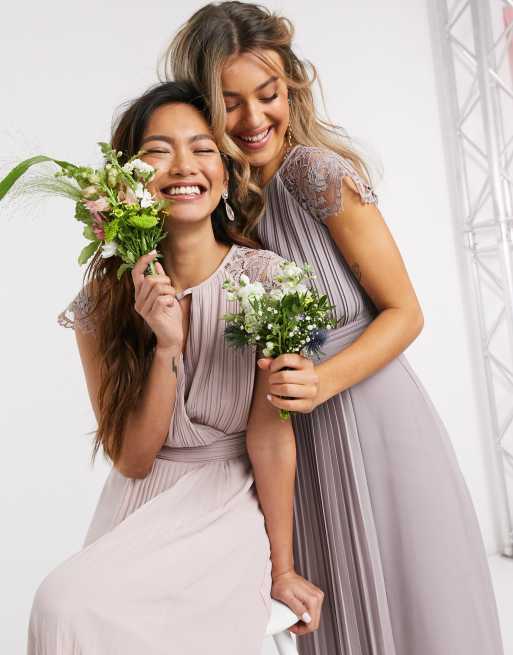 Asos tfnc pleated maxi hotsell bridesmaid dress