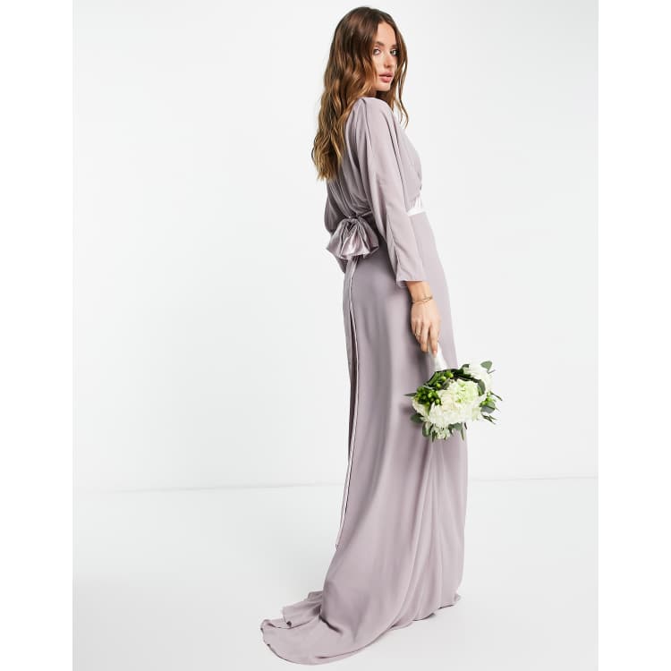 Grey bridesmaid dress with on sale sleeves