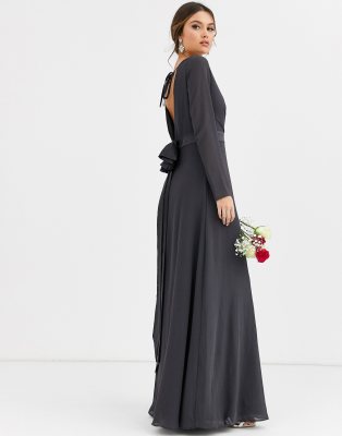 long sleeve bridesmaid maxi dress