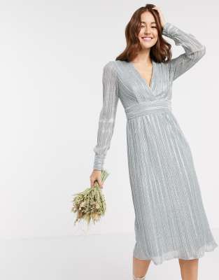 tfnc pleated midi bridesmaid dress