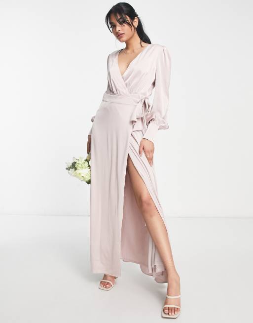 Mink Long Sleeve Wrap Dress