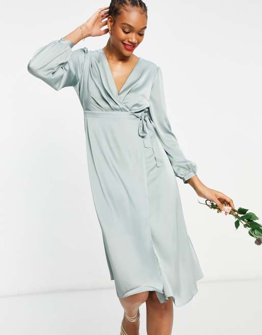 Cap sleeve hot sale wrap midi dress