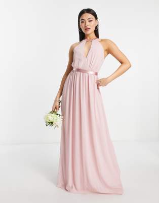 TFNC - Bridesmaid - Maxi-Brautjungfernkleid in Malve mit Rückendetail und gerafftem Rockteil-Rosa