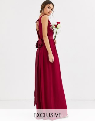 tfnc lace maxi bridesmaid dress with bow back