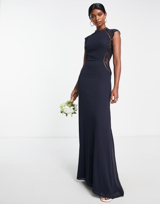 Tfnc lace maxi bridesmaid best sale dress with bow back