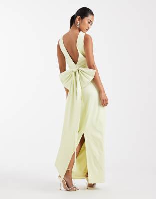 TFNC - Bridesmaid - Maxikleid aus Bengaline in Gelb mit abnehmbarer Schleife am Rücken