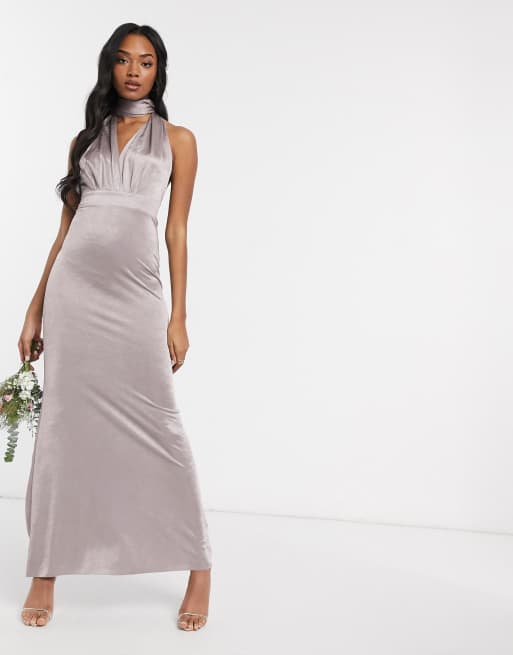 TFNC Maternity bridesmaid exclusive multiway maxi dress in gray