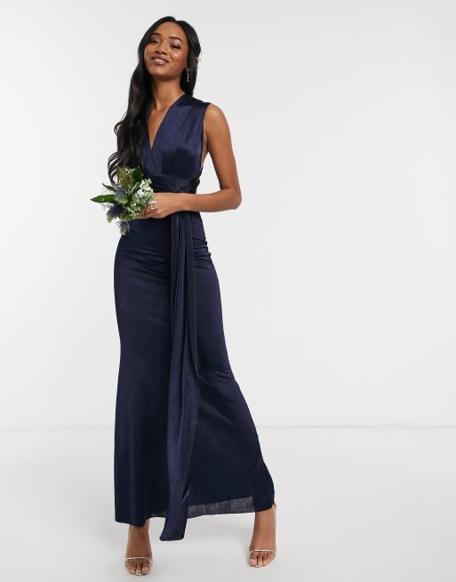 TFNC Bridesmaid multi way maxi dress in navy | ASOS