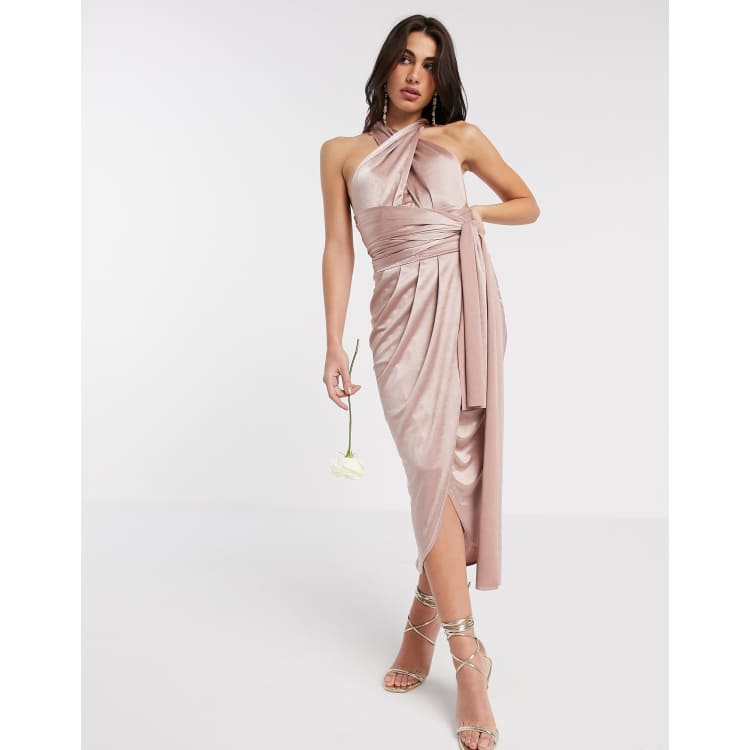 TFNC Bridesmaid multi way midi dress in shiny fabric ASOS