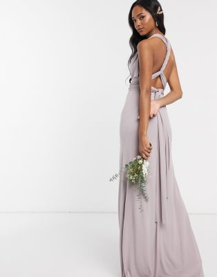 TFNC Bridesmaid multiway maxi dress in grey-Gold