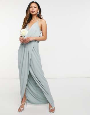 TFNC – Bridesmaid – Neckholder-Maxikleid aus Satin in Salbei | ASOS