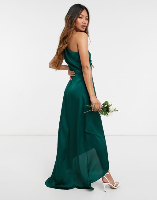 Dark green discount one shoulder dress