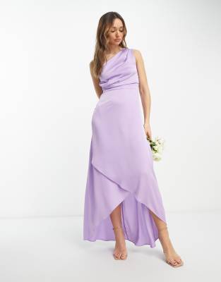 Tfnc Bridesmaid One Shoulder Maxi Dress In Lilac-purple