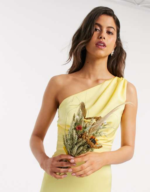 Asos yellow outlet one shoulder dress