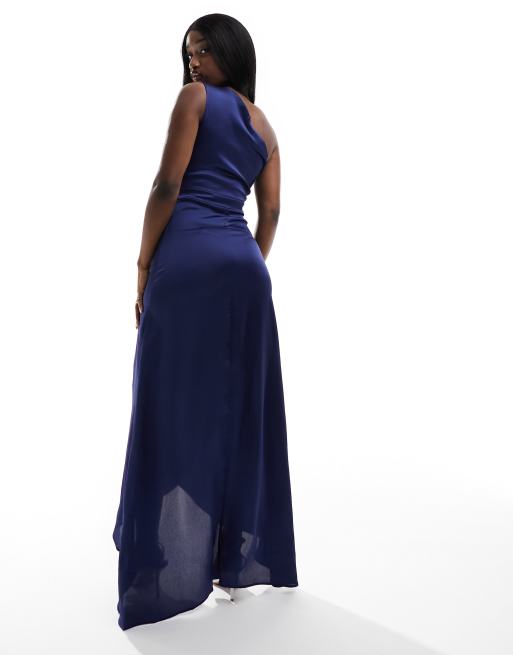 TFNC Bridesmaid one shoulder satin maxi dress in royal blue ASOS