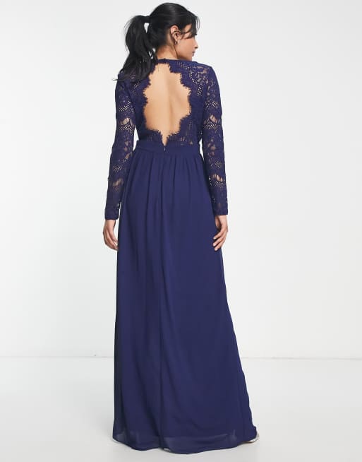 Sexy Navy Blue Dress - Tulle Maxi Dress - Leg Slit Maxi Dress - Lulus