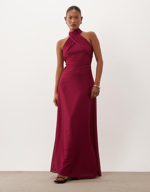 love shack fancy brown dress 95% Polyester minimalist wedding dresses Halterneck Open Back Tie Size:42/32