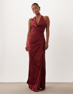 petite burgundy satin wrap detail maxi dress TFNC - - Women - Polyester/Spandex - 2 US jules Elevate your wardrobe with Pink/blue Sequin Sweetheart Princess Style:Daisy