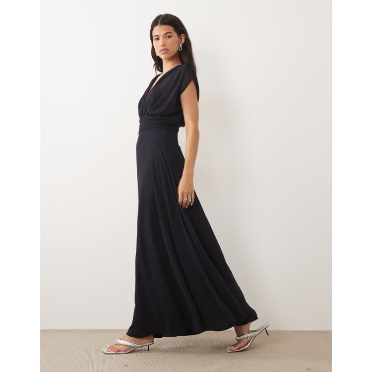 tfnc bridesmaid dresses asos pleated chiffon maxi dress in navy Size:4 US / 38 EU dressing table unit design Pride and Joy Sequin Dusty blue