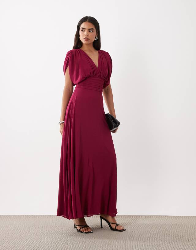 raspberry pink bridesmaid dress TFNC - Pleated Chiffon Maxi - Women - Polyester/Spandex - 0 US Size:child-8 New 2024 Black Halo Brett Dress *Standard 22