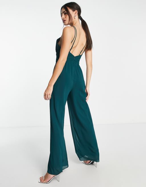 KNOTTED WAIST PLEATED JUMPSUIT - Sea green