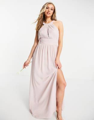 Tfnc bridesmaid exclusive high neck pleated maxi dress in sale