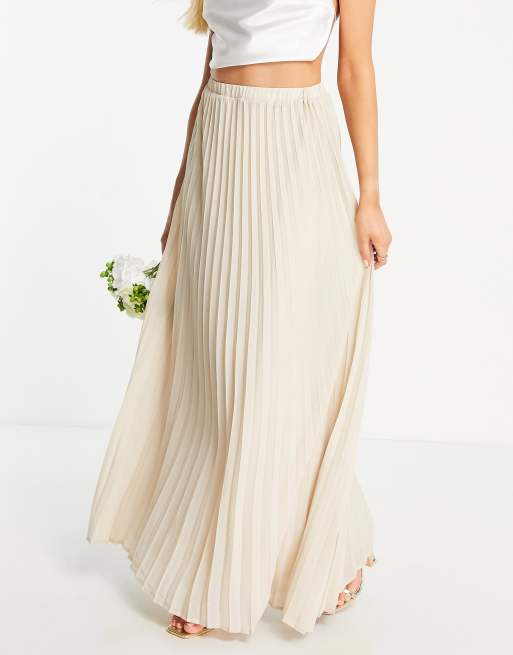 TFNC Bridesmaid pleated maxi skirt in caffe latte