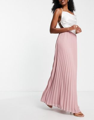 TFNC Bridesmaid pleated maxi skirt in dusty rose - ASOS Price Checker