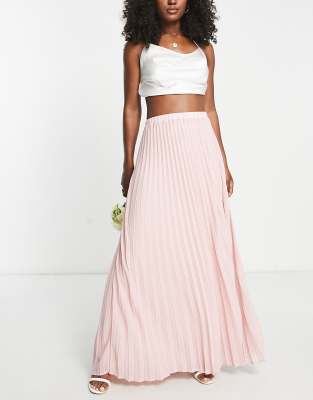 TFNC Bridesmaid pleated maxi skirt in mauve-Pink