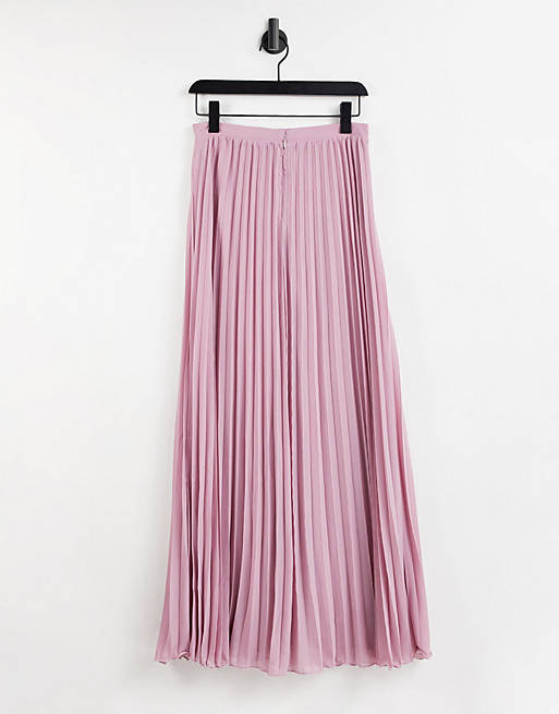 TFNC Bridesmaid pleated maxi skirt in pale mauve | ASOS