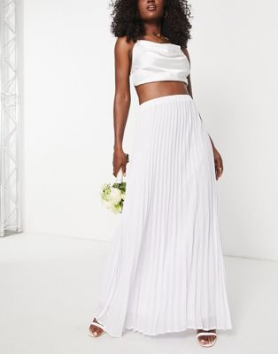 TFNC Bridesmaid pleated maxi skirt in white | ASOS