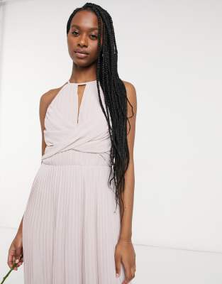 asos tfnc pleated maxi bridesmaid dress