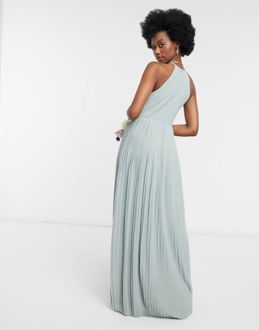 TFNC bridesmaid pleated wrap detail maxi dress in navy, 2 of 4