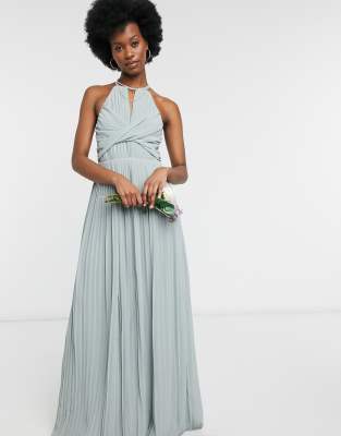 tfnc pleated maxi bridesmaid dress