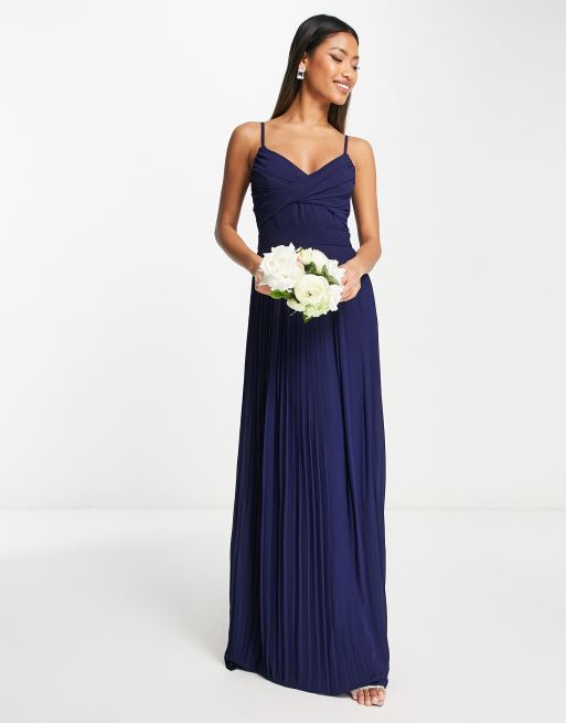 Asos tfnc pleated shop maxi bridesmaid dress