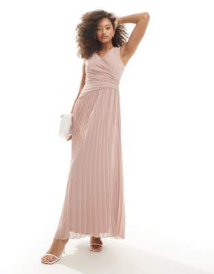 TFNC - Bridesmaid - Plissiertes Chiffon-Maxikleid in Zartrosa mit gewickelter Vorderseite