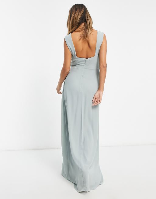 TFNC Bridesmaid wrap front jumpsuit in sage green