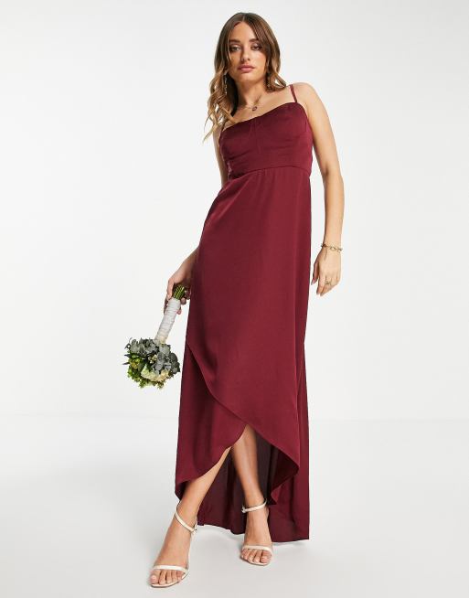 TFNC Bridesmaid satin cami dress in berry