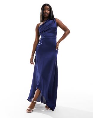 TFNC - Bridesmaid - Satin-Maxikleid in Königsblau mit One-Shoulder-Träger