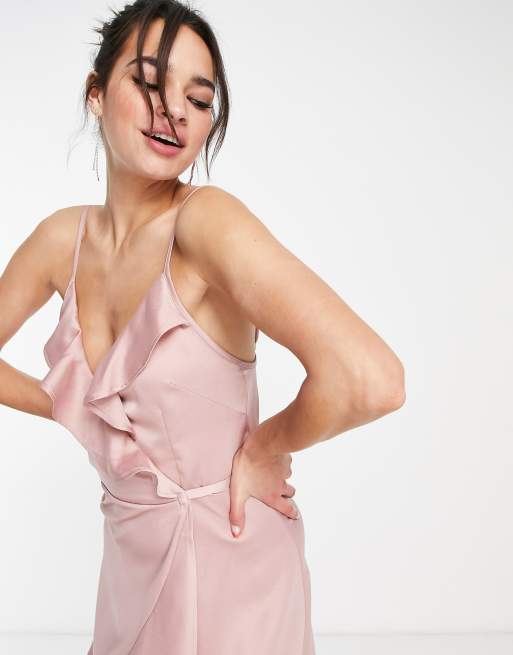 dusty pink satin wrap dress The Autumn Dress