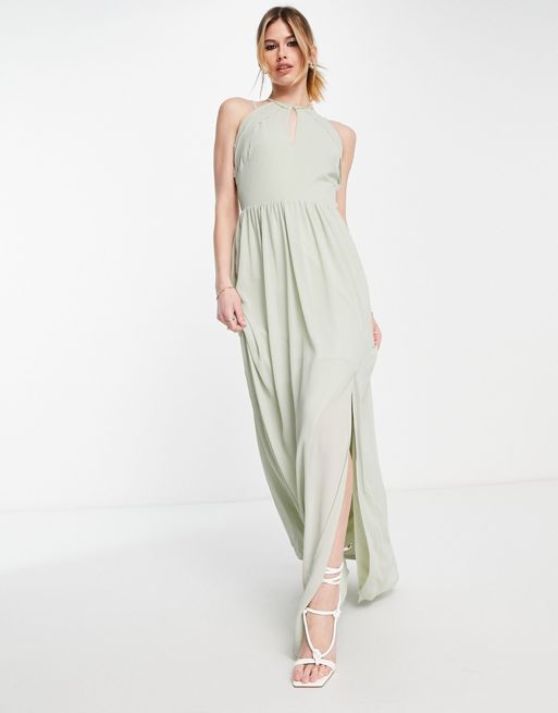 Like This , Sage Green Tie Neck Halter Tank - New w