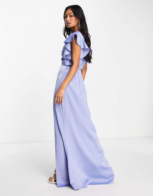 TFNC Bridesmaid twist front maxi dress in powder blue