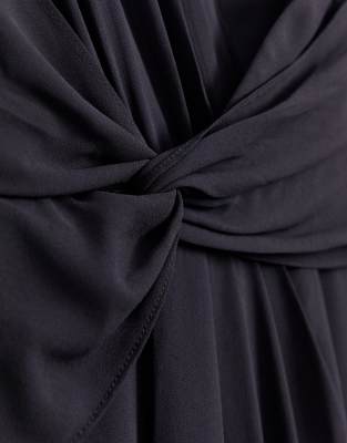 satin twist knot detail dress