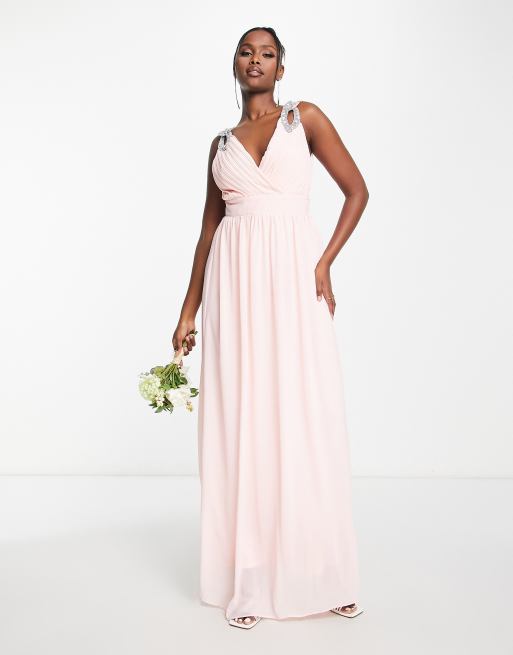 Tfnc wrap front maxi bridesmaid sale dress with embellishment