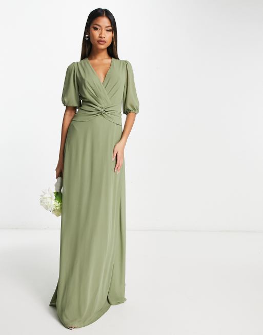 Sage green bridesmaid dresses with clearance sleeves