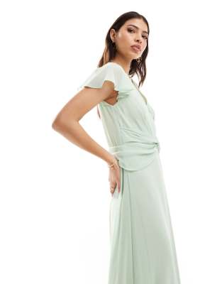 TFNC Bridesmaid wrap front maxi dress in fresh mint | ASOS