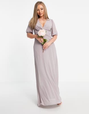 light gray wrap dress