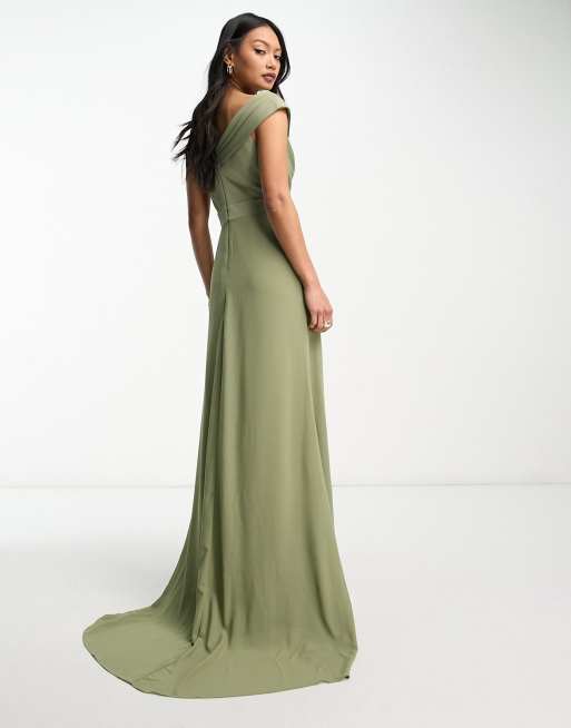 Green bardot embellished maxi sales dress