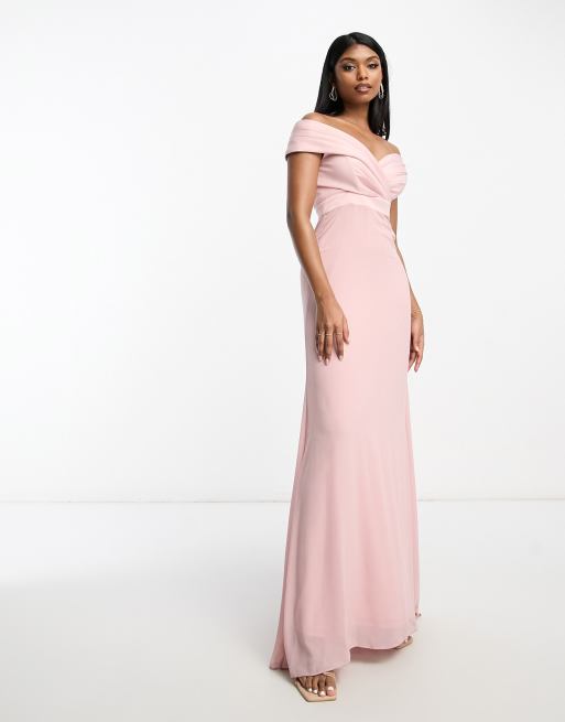 Tfnc bardot maxi bridesmaid hot sale dress